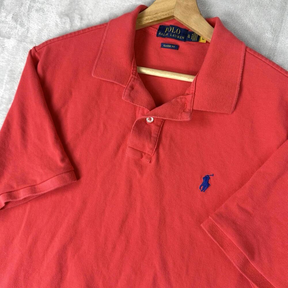 Polo Ralph Lauren Polo Shirt Mens XL Red/Pink Classic Fit Short Sleeve Cotton